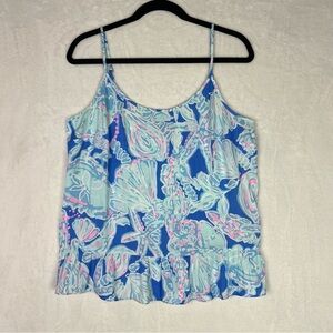 Lilly Pulitzer Medium Airy Cami Tank Top Women's Bay Blue Into The Deep